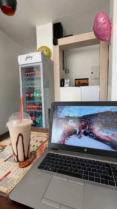 Cold coffee and F1 pit stop replay posted by Tegveer Singh